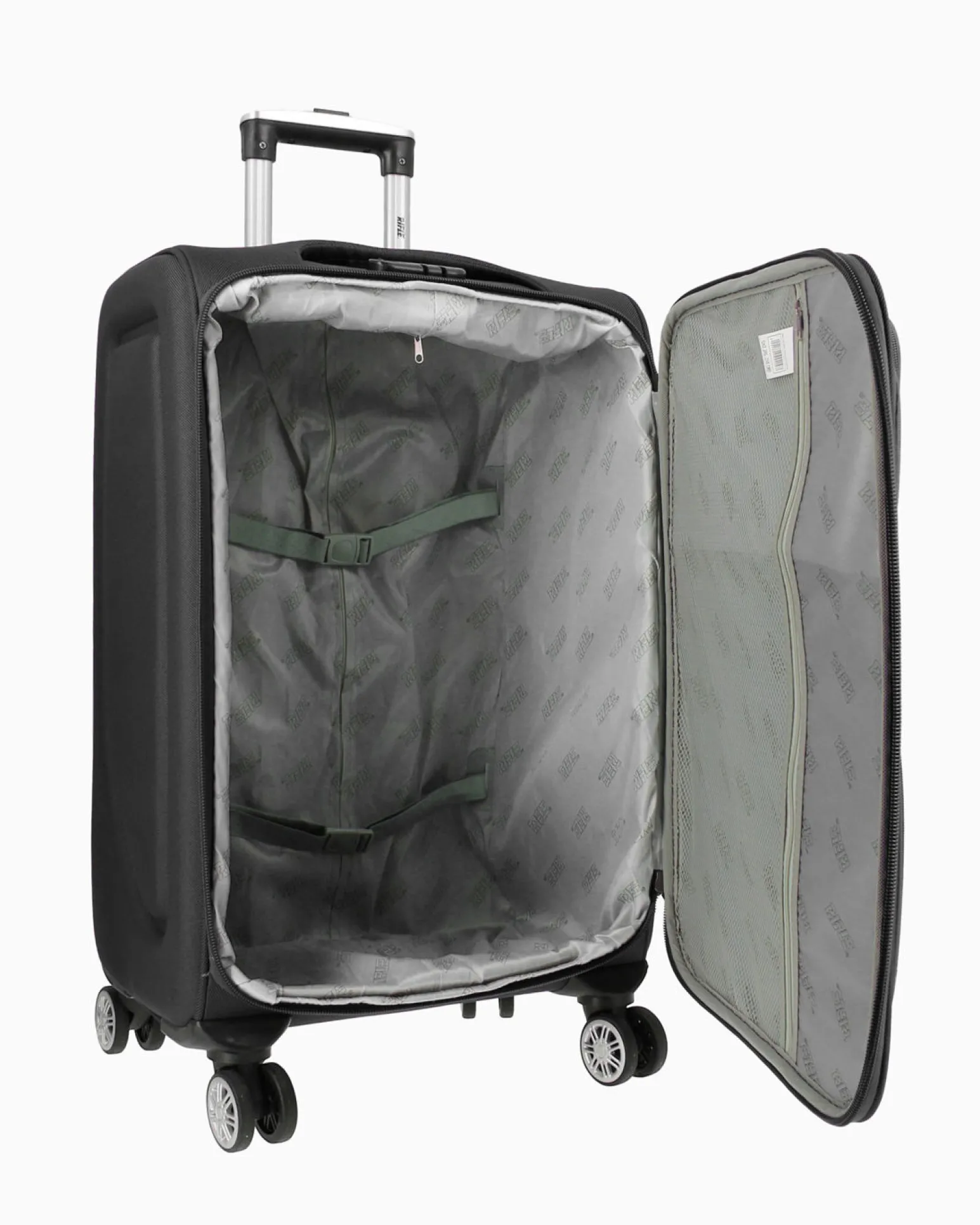 RIFLE - TROLLEY NERO IN TESSUTO CON DOPPIA TASCA FRONTALE E 4 RUOTE