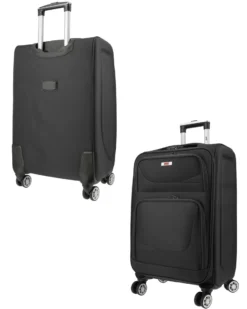 RIFLE - TROLLEY NERO IN TESSUTO CON DOPPIA TASCA FRONTALE E 4 RUOTE