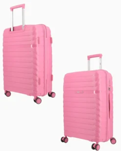 RIFLE - TROLLEY ROSA IN ABS 4 RUOTE CON COMBINAZIONE TSA