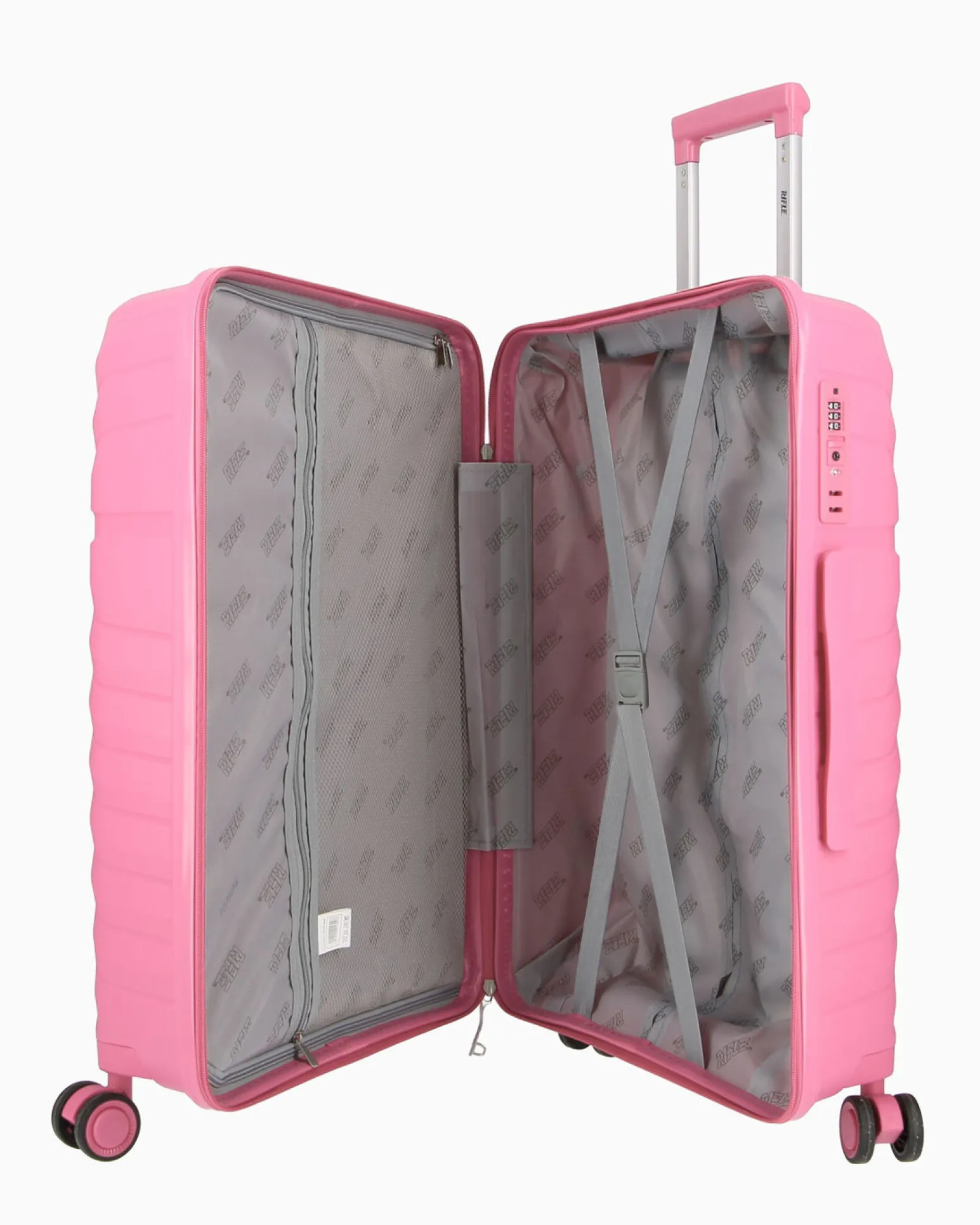 RIFLE - TROLLEY ROSA IN ABS 4 RUOTE CON COMBINAZIONE TSA