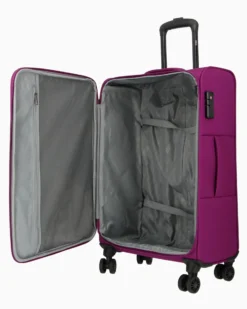 RIFLE - TROLLEY VIOLA IN TESSUTO CON DOPPIA TASCA FRONTALE, COMBINAZIONE TSA E 4 RUOTE
