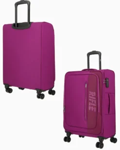 RIFLE - TROLLEY VIOLA IN TESSUTO CON DOPPIA TASCA FRONTALE, COMBINAZIONE TSA E 4 RUOTE