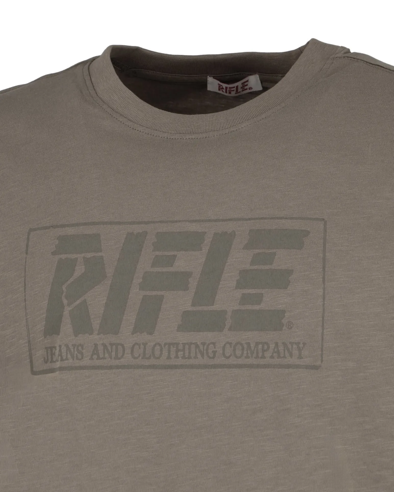 RIFLE - Tshirt manica corta marrone in tessuto fiammata
