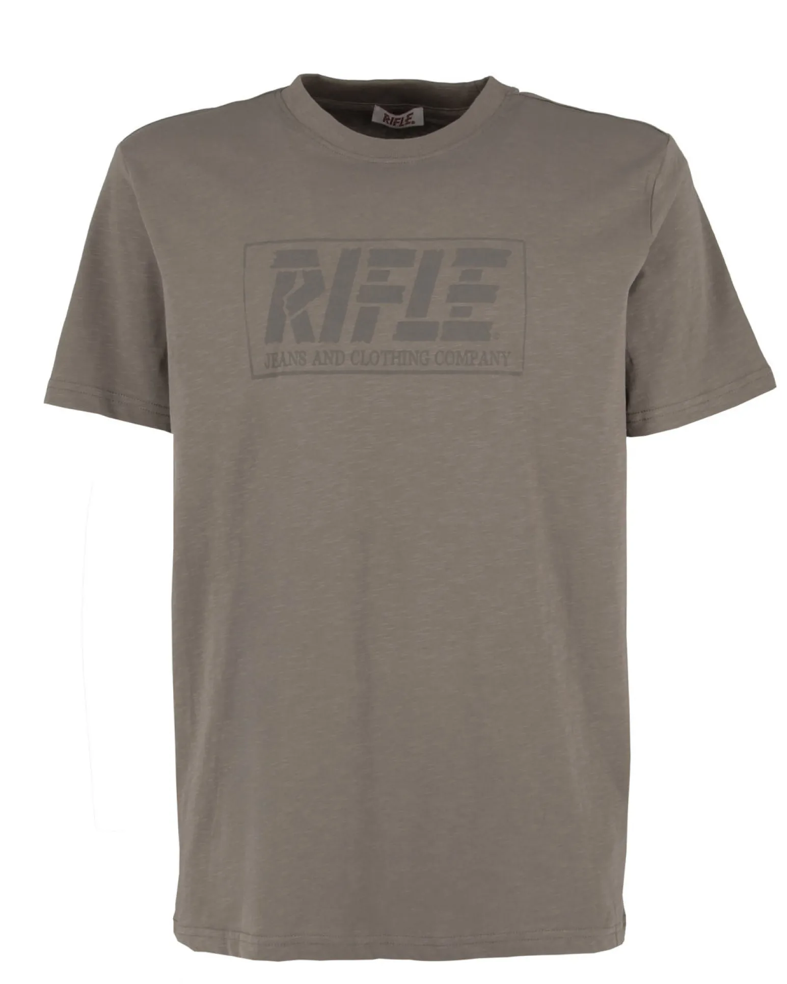 RIFLE - Tshirt manica corta marrone in tessuto fiammata