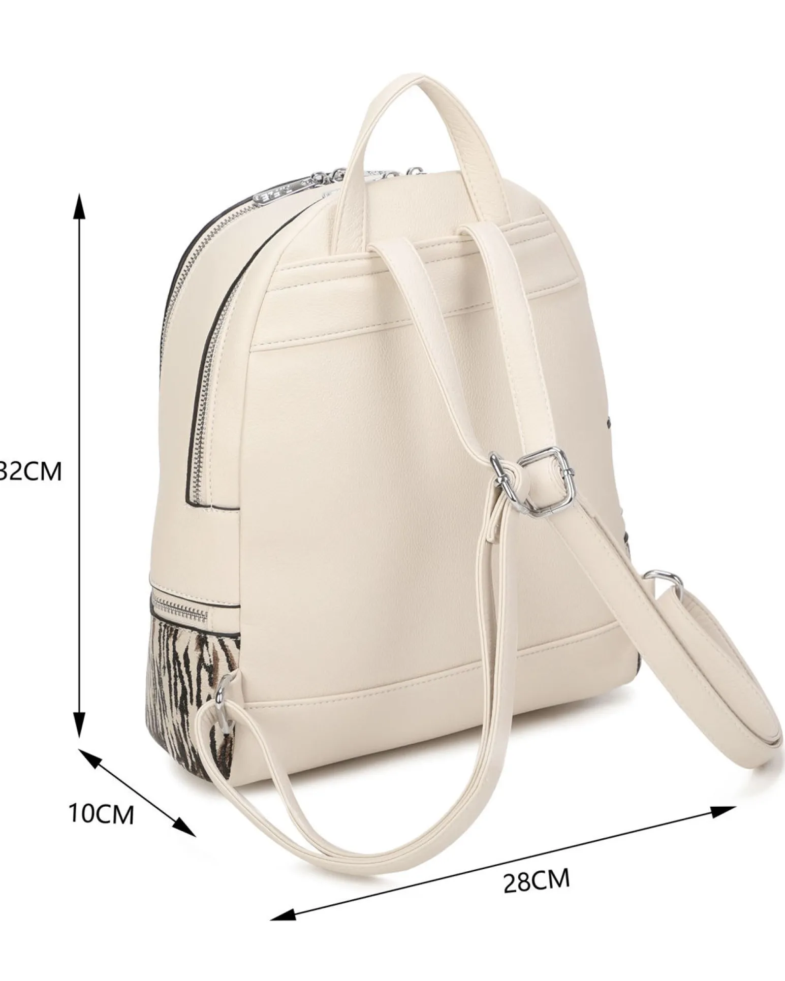 RIFLE - Zaino animalier beige con due scomparti principali e tasca frontale con zip orizzontale