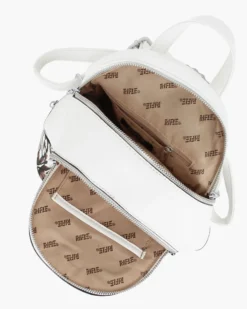 RIFLE - Zaino animalier bianco con due scomparti principali e tasca frontale con zip orizzontale
