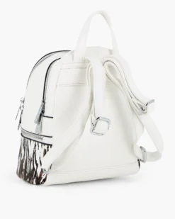 RIFLE - Zaino animalier bianco con due scomparti principali e tasca frontale con zip orizzontale