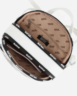 RIFLE - Zaino animalier bianco con doppia cerniera loggata e tasca frontale