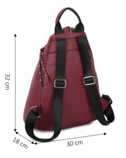 RIFLE - Zaino bordeaux con zip centrale e pulsante a chiusura