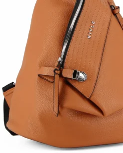 RIFLE - Zaino cuoio con zip centrale e pulsante a chiusura