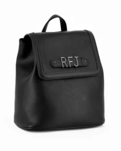 RIFLE - Zaino nero con tre scomparti principali e lettere logo scorrevoli sulla patta