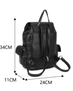 RIFLE - Zaino nero multitasche con coulisse e patta, dettaglio catenina