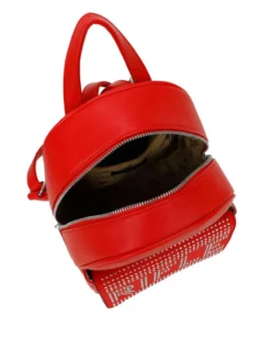 RIFLE - Zaino rosso con tasca frontale con strass sulla patta