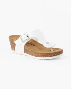 SANA COMFORT - Ciabatta bianca infradito con sottopiede in VERA PELLE e suola antiscivolo, MADE IN ITALY