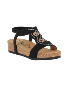 SANA COMFORT - Sandalo nero con sottopiede in VERA PELLE e suola antiscivolo, MADE IN ITALY