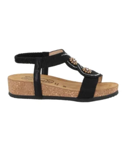 SANA COMFORT - Sandalo nero con sottopiede in VERA PELLE e suola antiscivolo, MADE IN ITALY