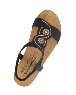 SANA COMFORT - Sandalo nero con sottopiede in VERA PELLE e suola antiscivolo, MADE IN ITALY