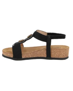 SANA COMFORT - Sandalo nero con sottopiede in VERA PELLE e suola antiscivolo, MADE IN ITALY