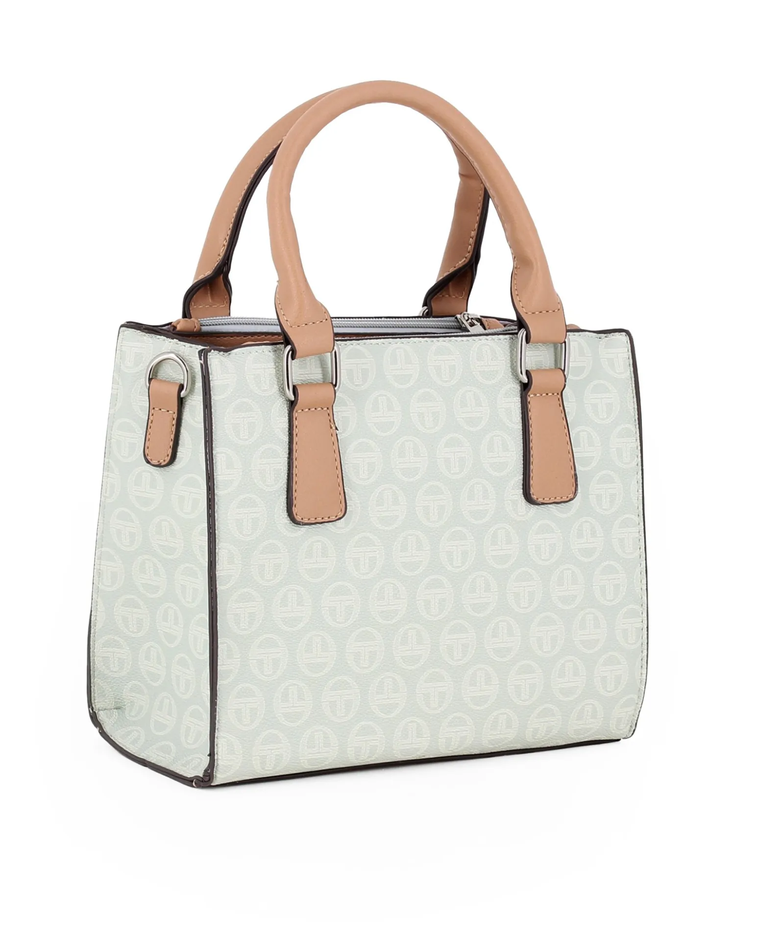 SERGIO TACCHINI - Borsa due manici azzurra loggata con ciondolo e tracolla removibili