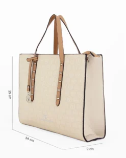 SERGIO TACCHINI - Borsa panna a mano con tracolla removibile e borchie frontali