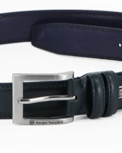 SERGIO TACCHINI - Cinta da uomo blu  in VERA PELLE