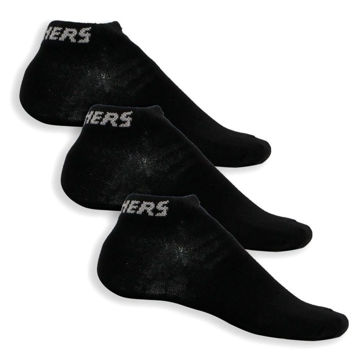SKECHERS - Calze fantasmino nere, due paia con scritta posteriore bianca