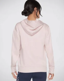 SKECHERS - Felpa da donna bianca con cappuccio