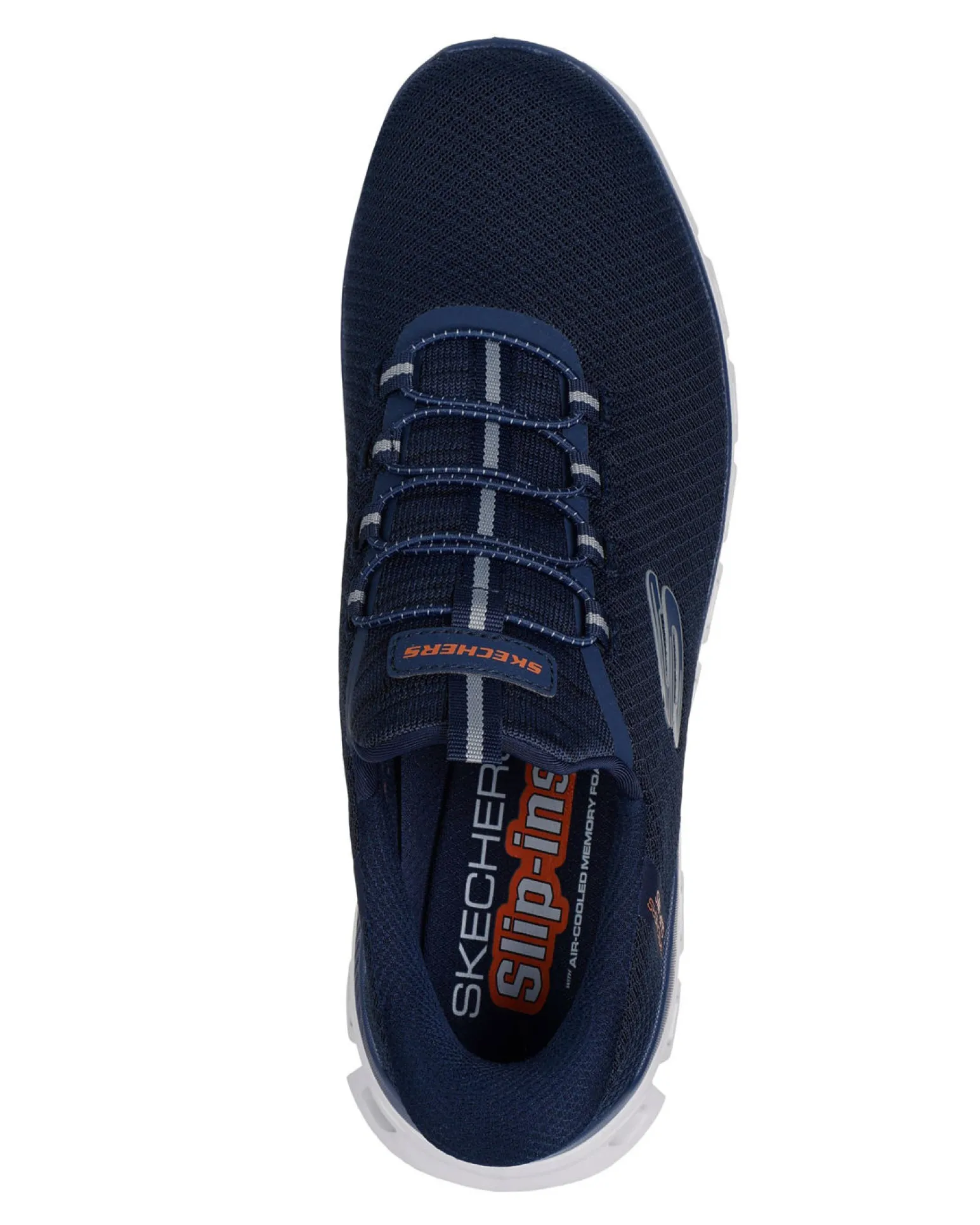 SKECHERS - GLIDE - STEP - NOXUS - Sneakers blu con tomaia in mesh a rombi e lacci rotondi elasticizzati fissi