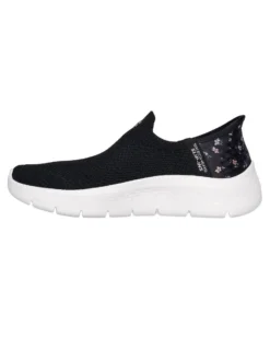 SKECHERS - GO WALK FLEX - SUNSET ROSE - Sneakers nera con dettaglio fiori