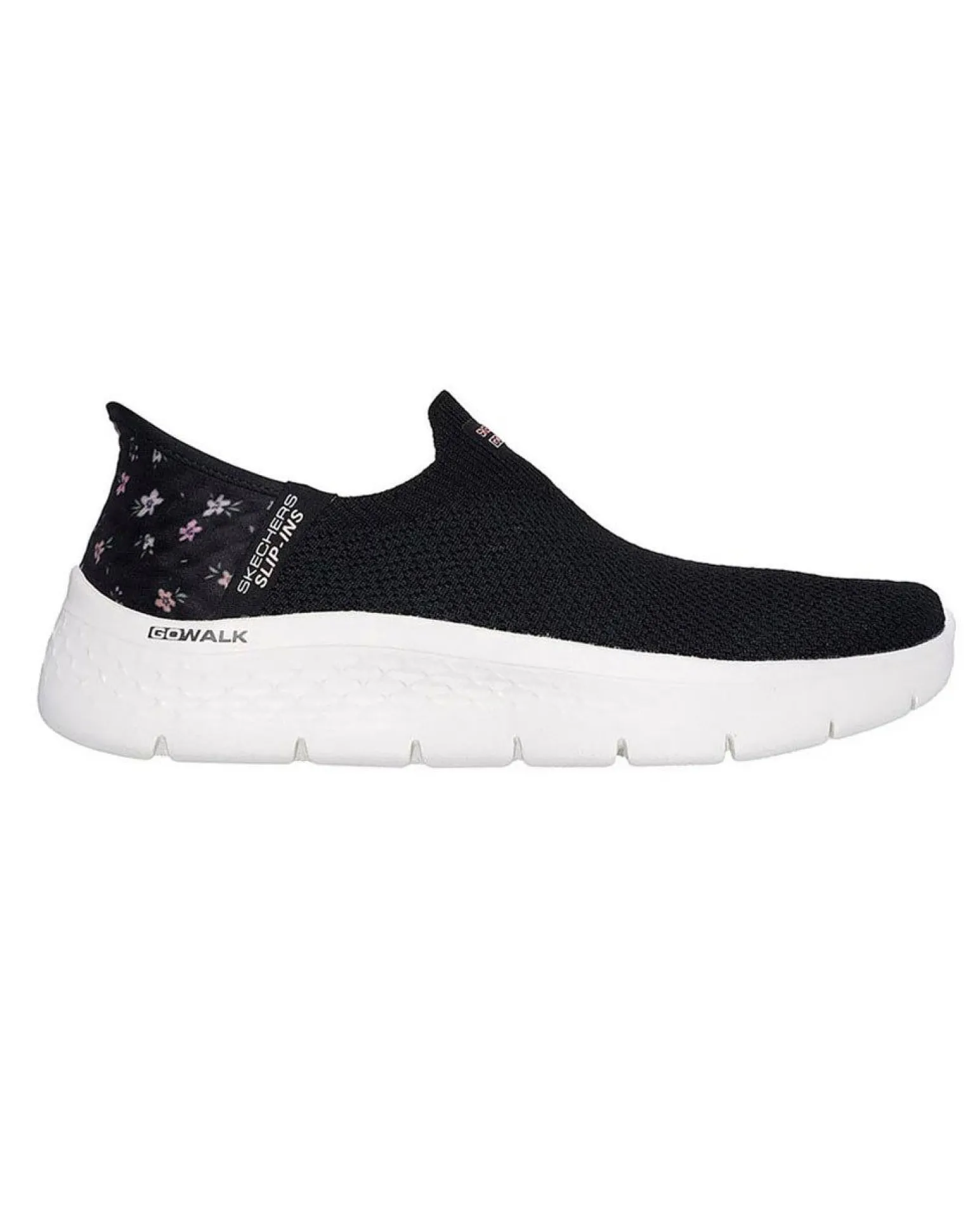 SKECHERS - GO WALK FLEX - SUNSET ROSE - Sneakers nera con dettaglio fiori
