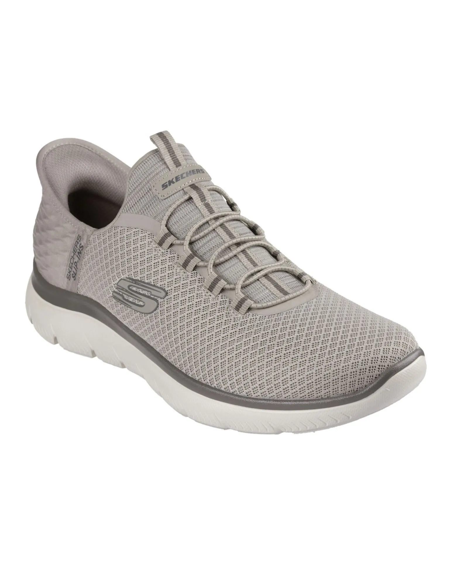SKECHERS SLIP-INS SUMMITS-HIGH RANGE - Sneakers taupe con tomaia in mesh e lacci elasticizzati