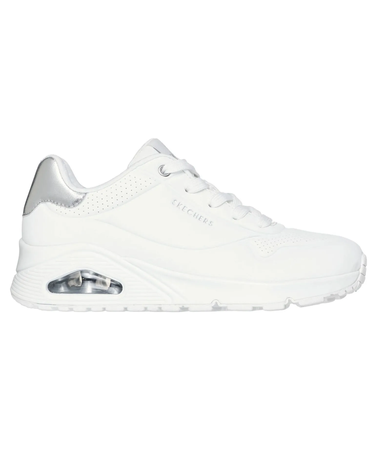 SKECHERS - SNEAKERS UNO GOLDEN AIR BIANCA CON DETTAGLI SILVER DA DONNA, 177094