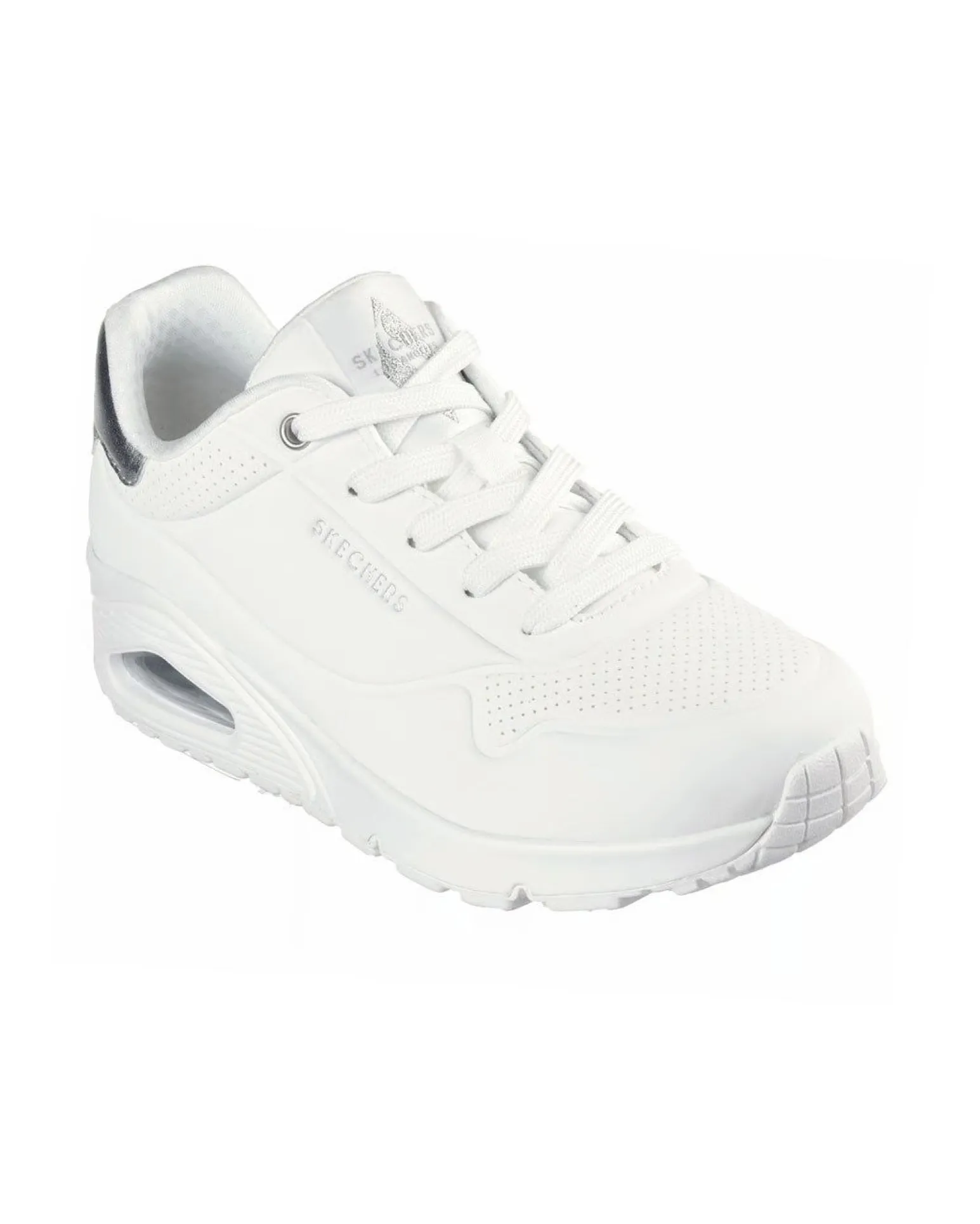 SKECHERS - SNEAKERS UNO GOLDEN AIR BIANCA CON DETTAGLI SILVER DA DONNA, 177094