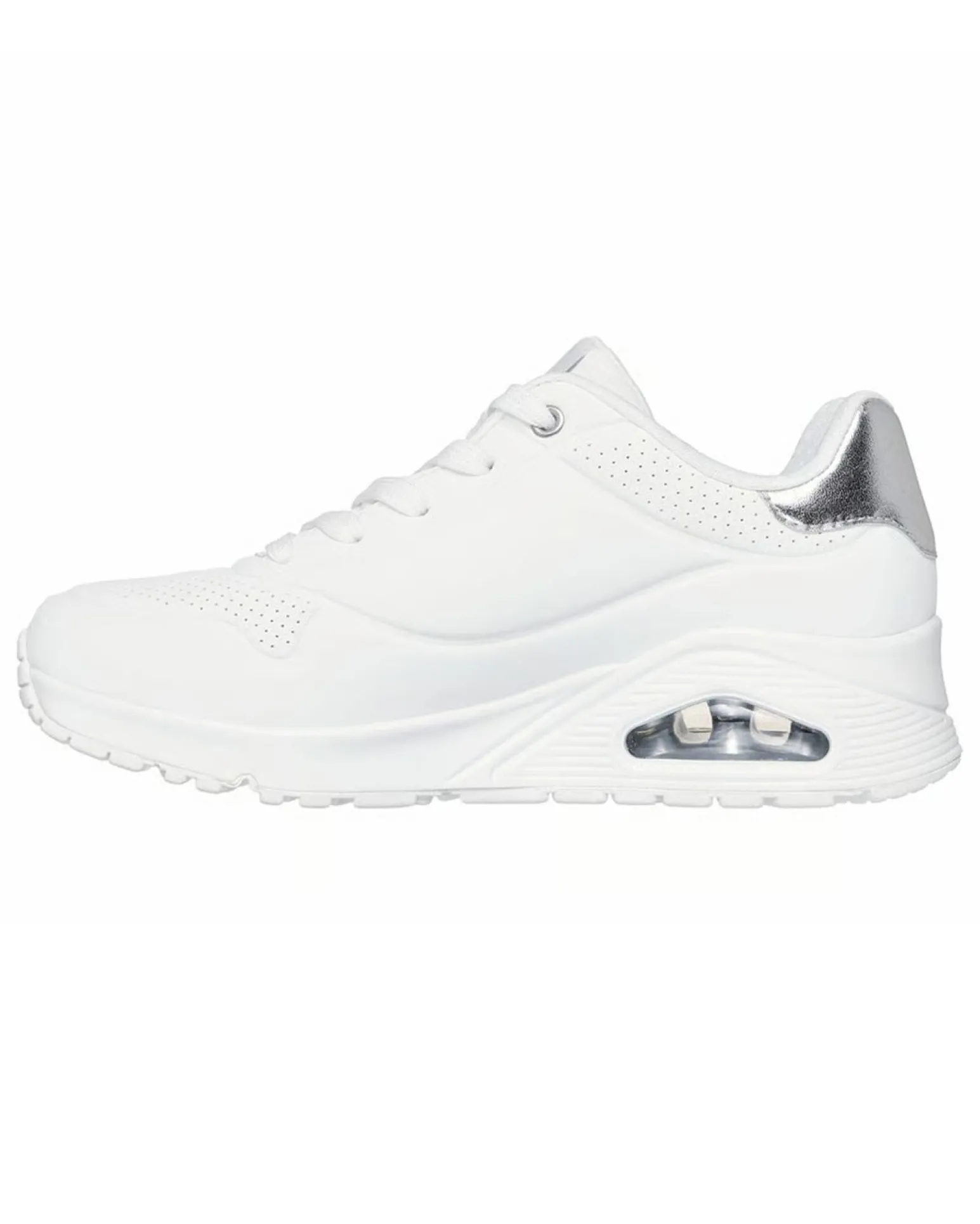 SKECHERS - SNEAKERS UNO GOLDEN AIR BIANCA CON DETTAGLI SILVER DA DONNA, 177094