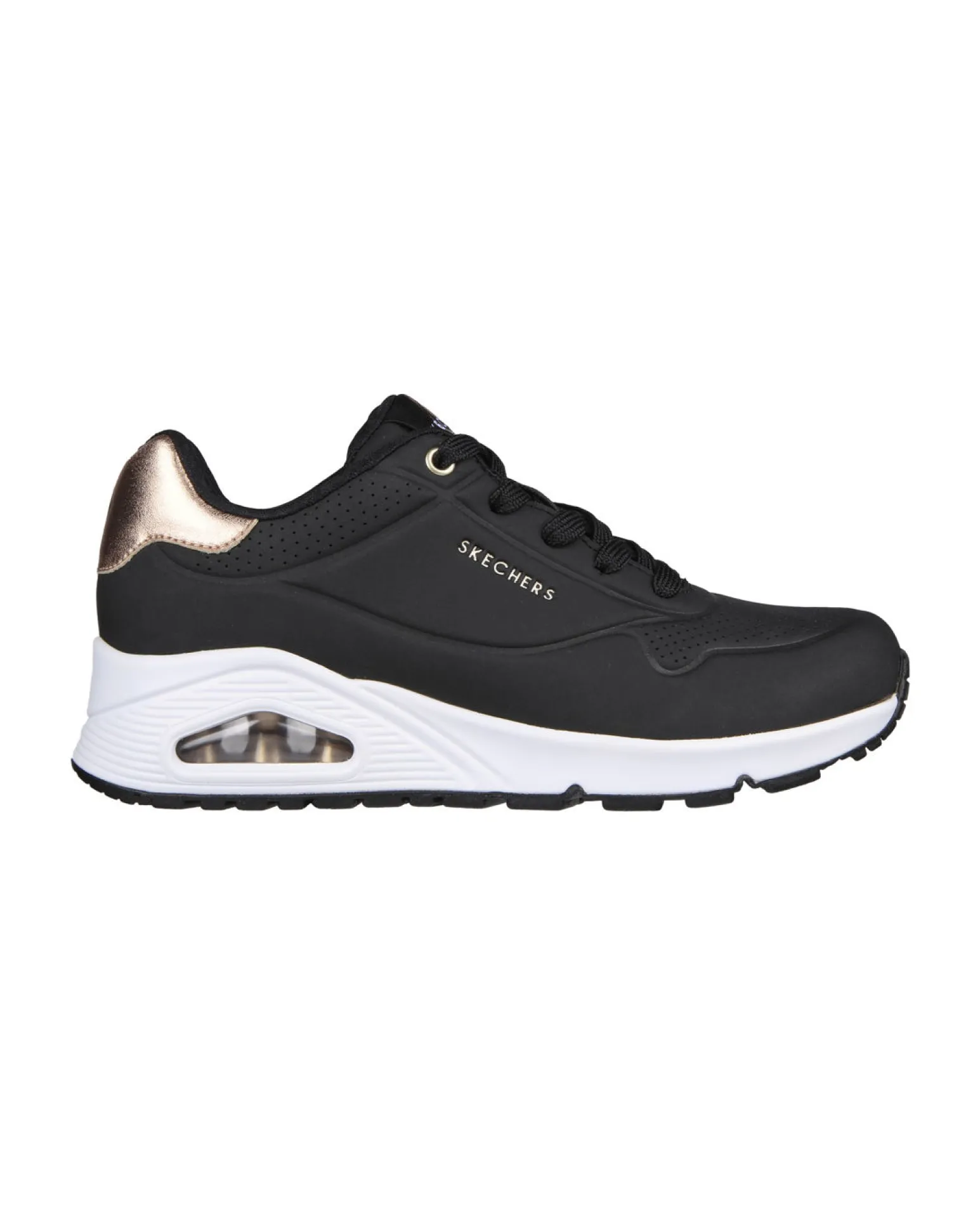 SKECHERS - SNEAKERS UNO GOLDEN AIR NERE CON DETTAGLI CROMATI DA DONNA, 177095