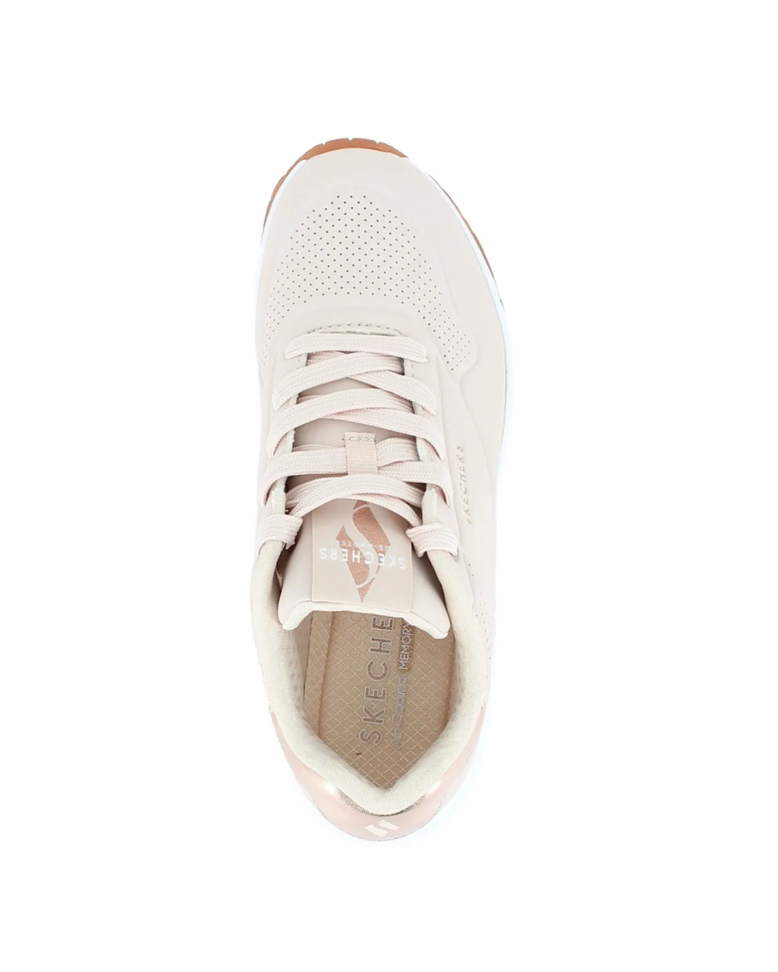 SKECHERS - SNEAKERS UNO GOLDEN AIR BIANCA CON DETTAGLI ORO DA DONNA, 177095