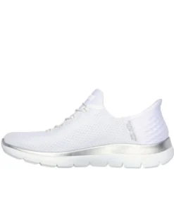 SKECHERS - SUMMITS DIAMOND DREAM- Slip-ins bianca da donna con dettali argento e soletta in memory