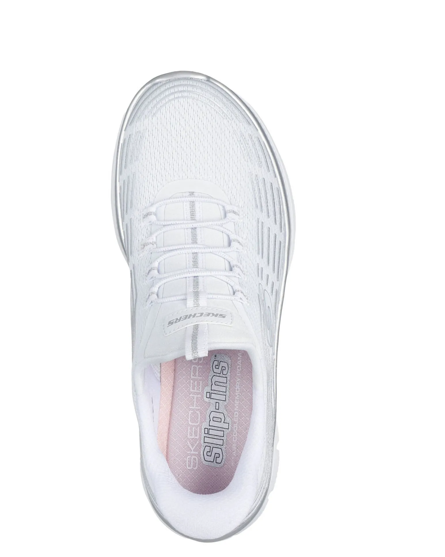 SKECHERS - SUMMITS PLUS - SOFT LUSTER - Sneakers bianca con tomaia in mesh e dettagli glitterati argento