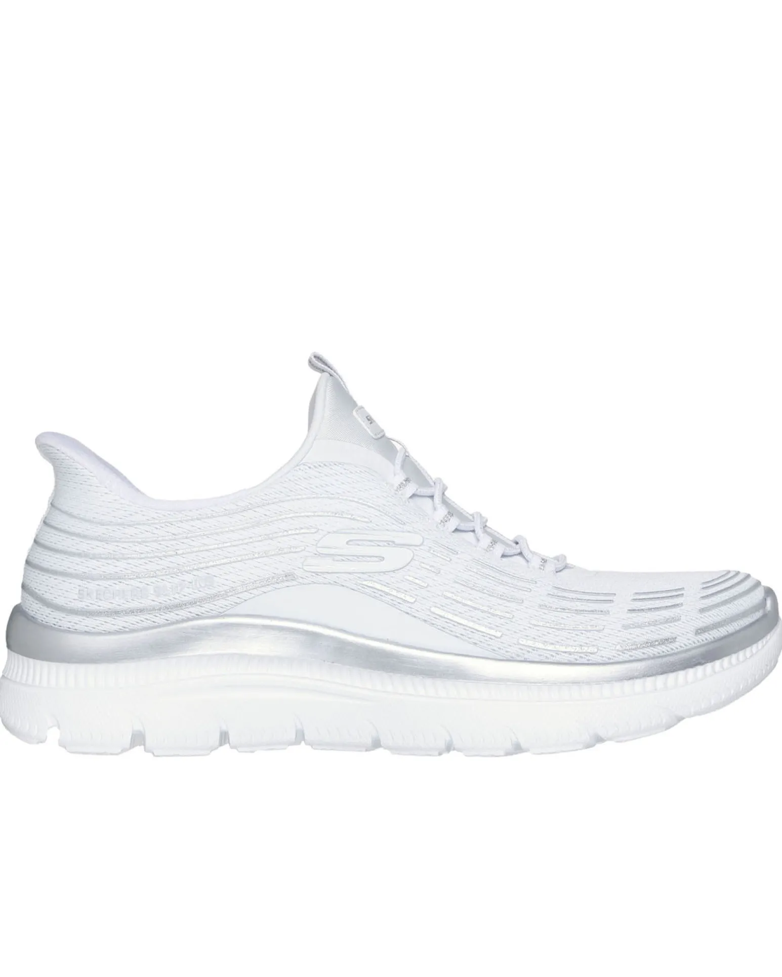 SKECHERS - SUMMITS PLUS - SOFT LUSTER - Sneakers bianca con tomaia in mesh e dettagli glitterati argento