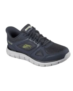 SKECHERS - TRACK - EZRAL - Sneakers blu con tomaia in mesh e applicazioni in pelle e materiale tecnico