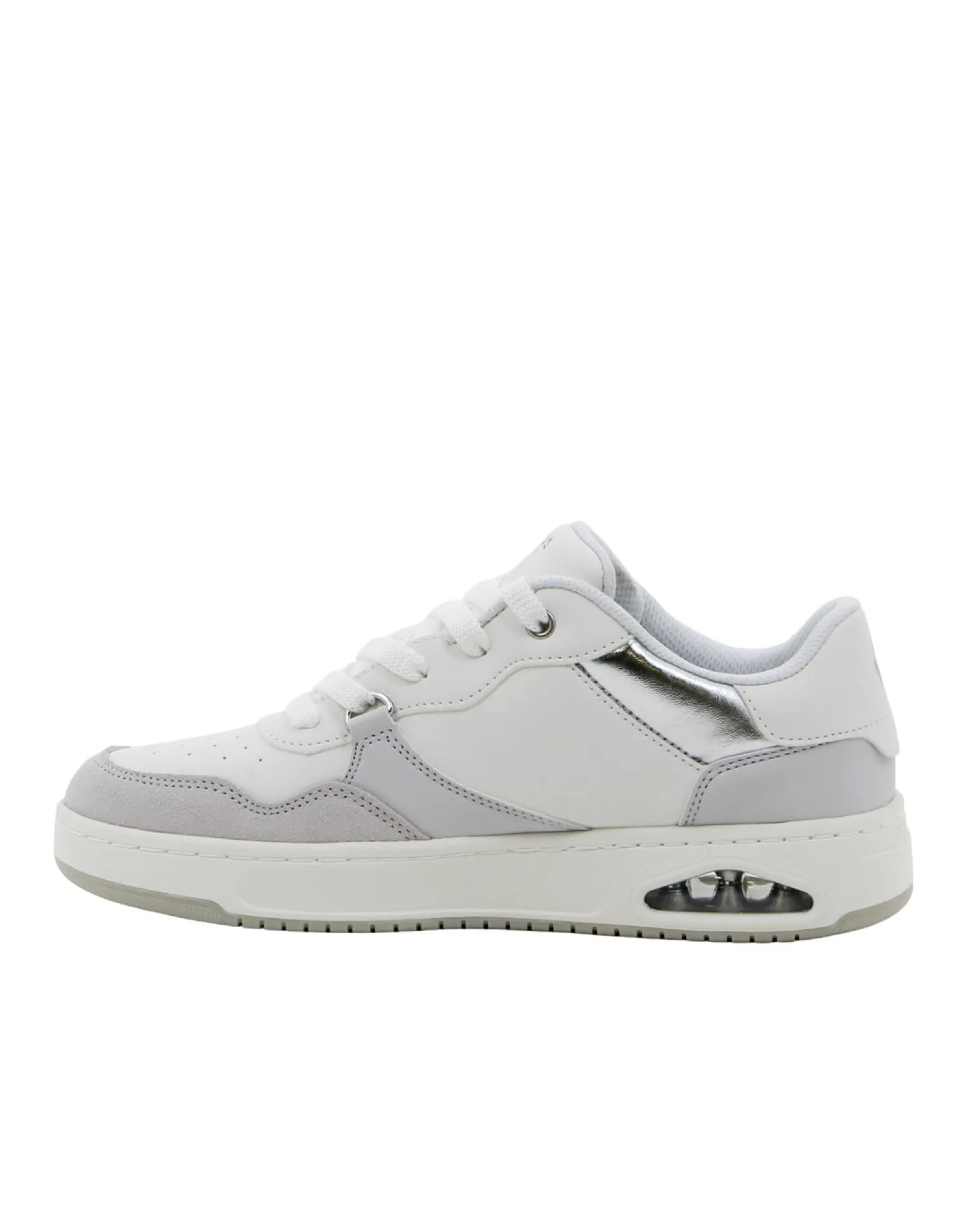 SKECHERS - UNO CTL - SUBTLE SHIMMER - Sneakers bianca con applicazioni in pelle scamosciata