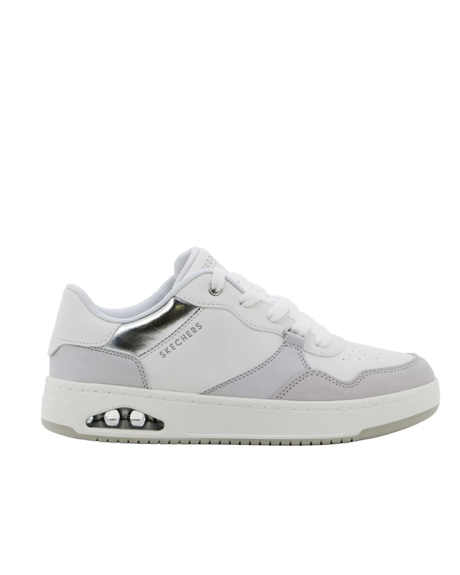 SKECHERS - UNO CTL - SUBTLE SHIMMER - Sneakers bianca con applicazioni in pelle scamosciata