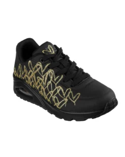 SKECHERS - UNO - GOLDEN HEART - Sneakers nera con cuori oro