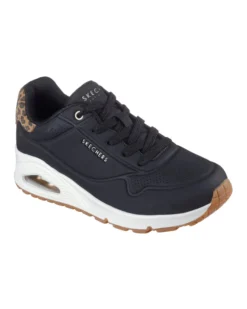 SKECHERS - UNO - JUNGLE NITE - Sneakers nera con patch posteriore leopardata