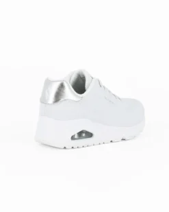 SKECHERS UNO SHIMMER AWAY - Sneakers binaca da donna con dettaglio tomaia traforata e inserto argento