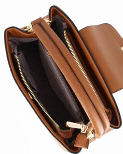 SOLO SOPRANI - Borsa a mano cuoio loggata con pattina, tracolla removibile