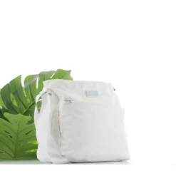 SOLO SOPRANI - Borsa bianca con tracolla regolabile e zip frontale orizzontale