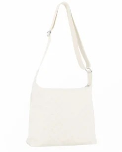 SOLO SOPRANI - Borsa bianca con due tasche frontali e tracolla regolabile