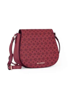 SOLO SOPRANI - Borsa bordeaux con patta loggata e tracolla