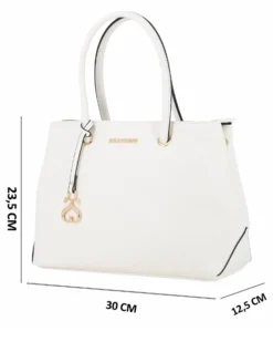 SOLO SOPRANI - Borsa due manici bianca con ciondolo e tracolla removibili